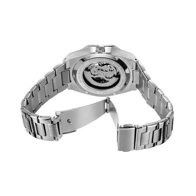 FORSINING Business Style Luxury Mens Montres Mechanical Skeleton Automatic Stainless Steel Watch