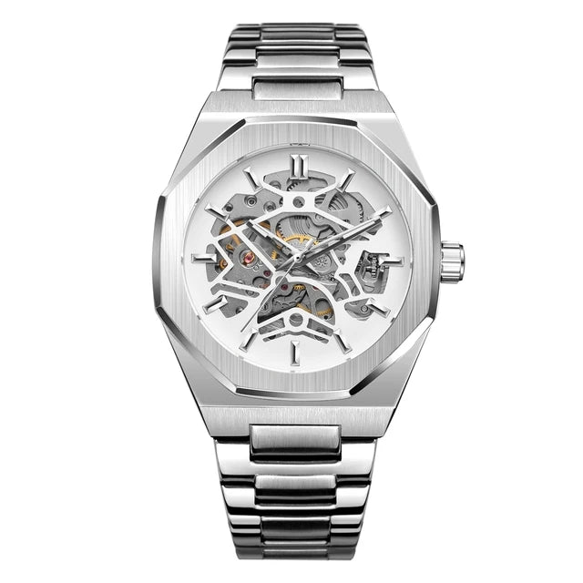 FORSINING Business Style Luxury Mens Montres Mechanical Skeleton Automatic Stainless Steel Watch