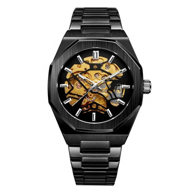 FORSINING Business Style Luxury Mens Montres Mechanical Skeleton Automatic Stainless Steel Watch