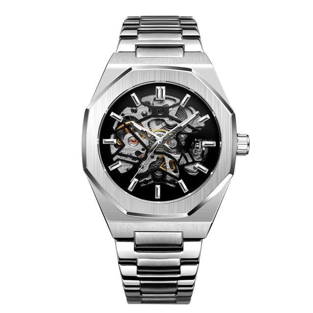 FORSINING Business Style Luxury Mens Montres Mechanical Skeleton Automatic Stainless Steel Watch