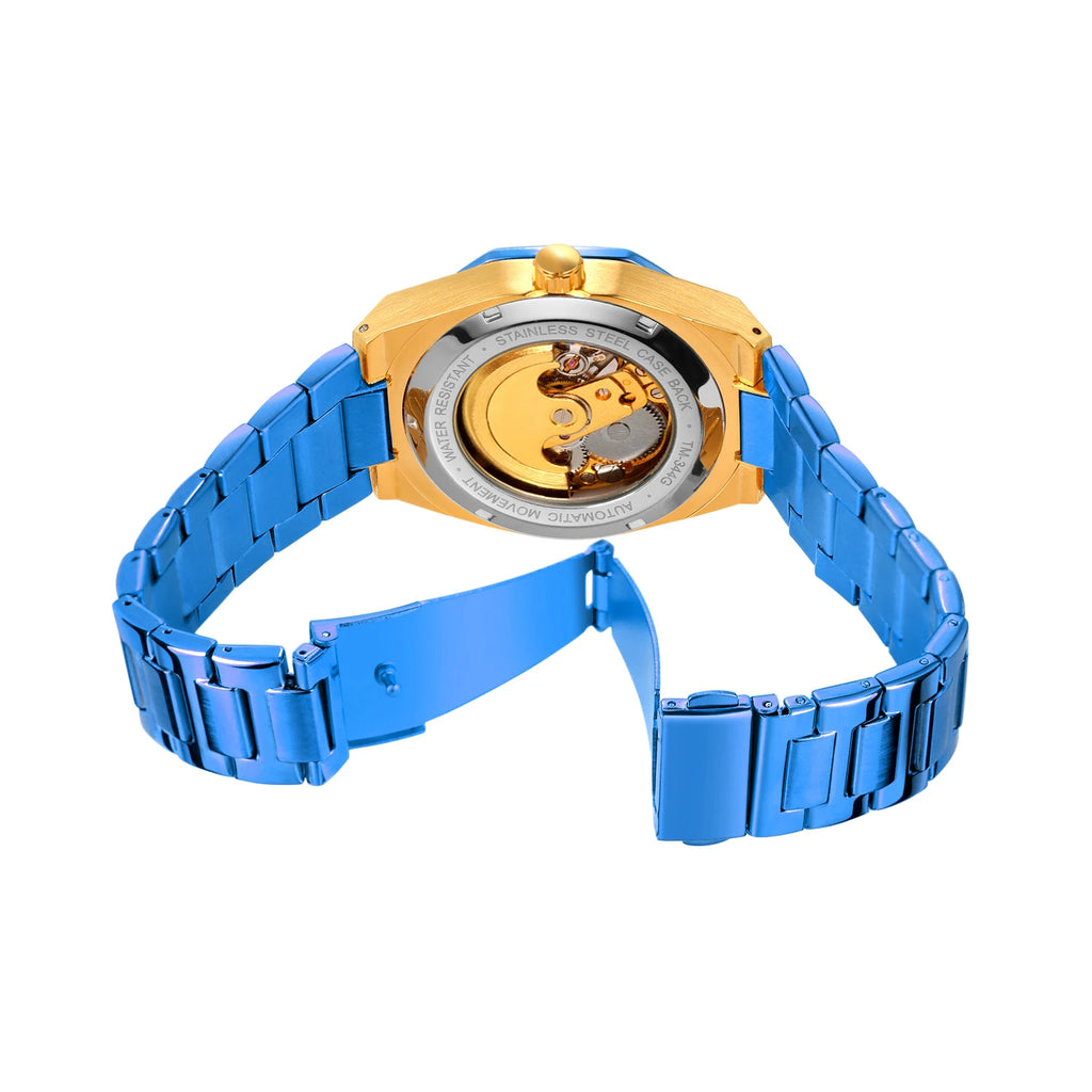 FORSINING 8198 New Automatic Mechanical Men Wristwatch Military Army Sport Male Clock Top Brand Luxury Silver Skeleton Man Watch