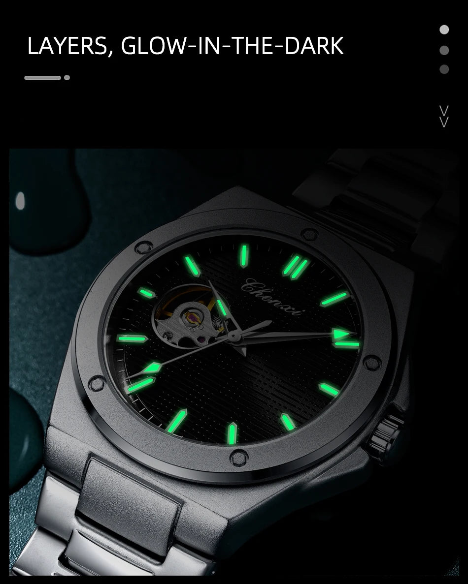 CHENXI 2026 Mechanical Man Watch Automatic Luminous Water-Resistant Steel Bracelet Fashion Mechanical Wristwatches Men