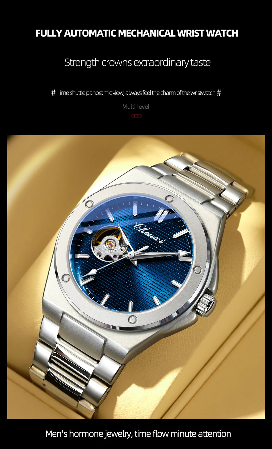 CHENXI 2026 Mechanical Man Watch Automatic Luminous Water-Resistant Steel Bracelet Fashion Mechanical Wristwatches Men