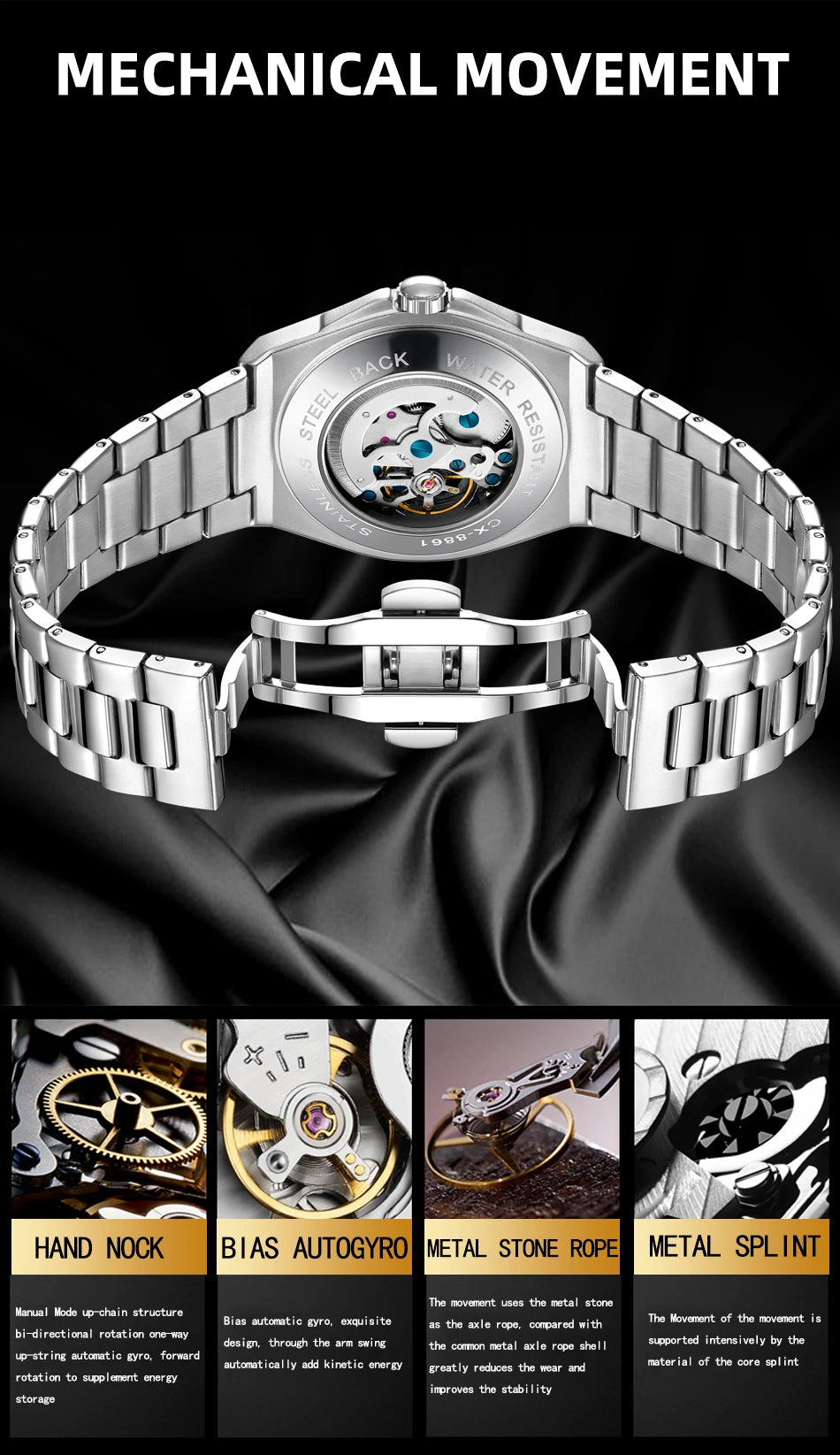 CHENXI 2026 Mechanical Man Watch Automatic Luminous Water-Resistant Steel Bracelet Fashion Mechanical Wristwatches Men